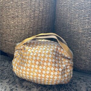 BALLY Handbag Mini Boston Patent Woven leather handbag